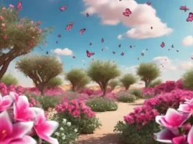 jardim com rosa do deserto