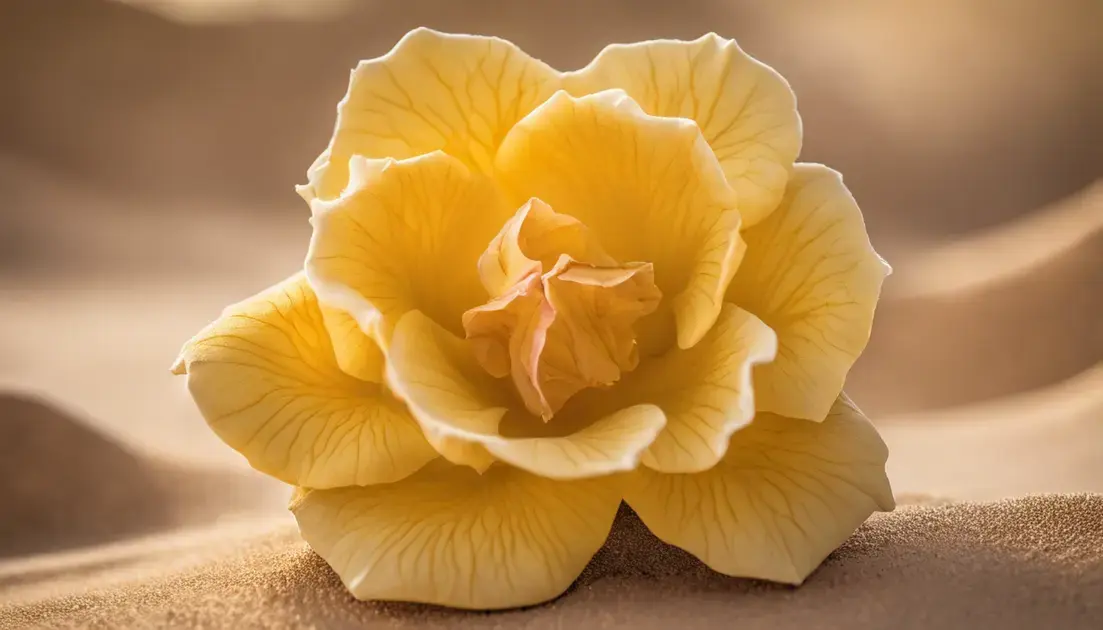 Rosa do deserto amarela dobrada: origem e significado