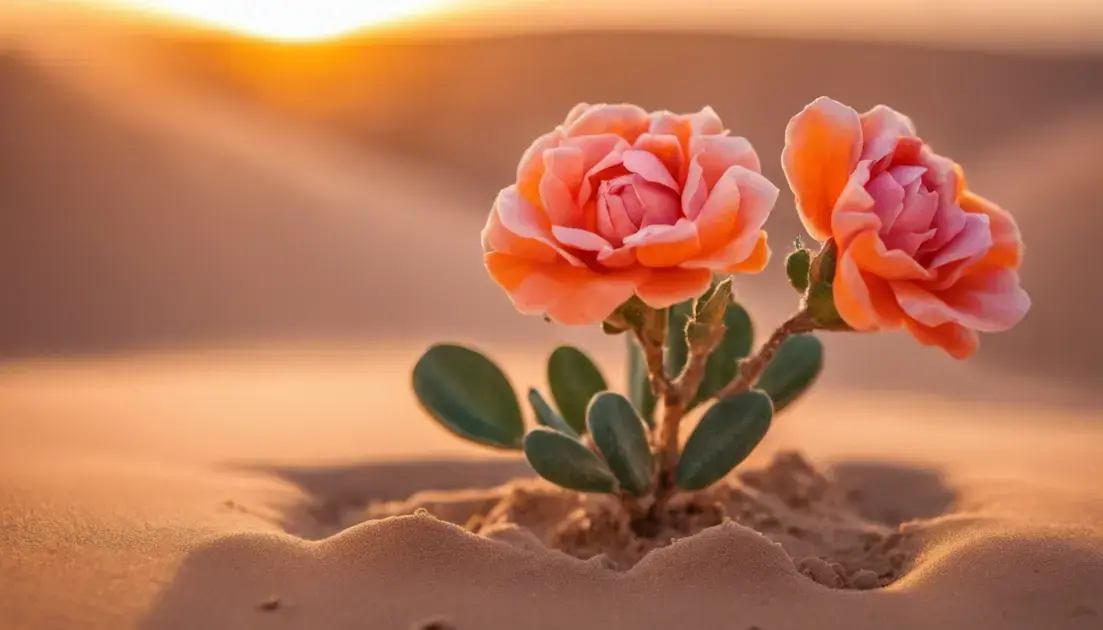 rosas do deserto plantadas no chão